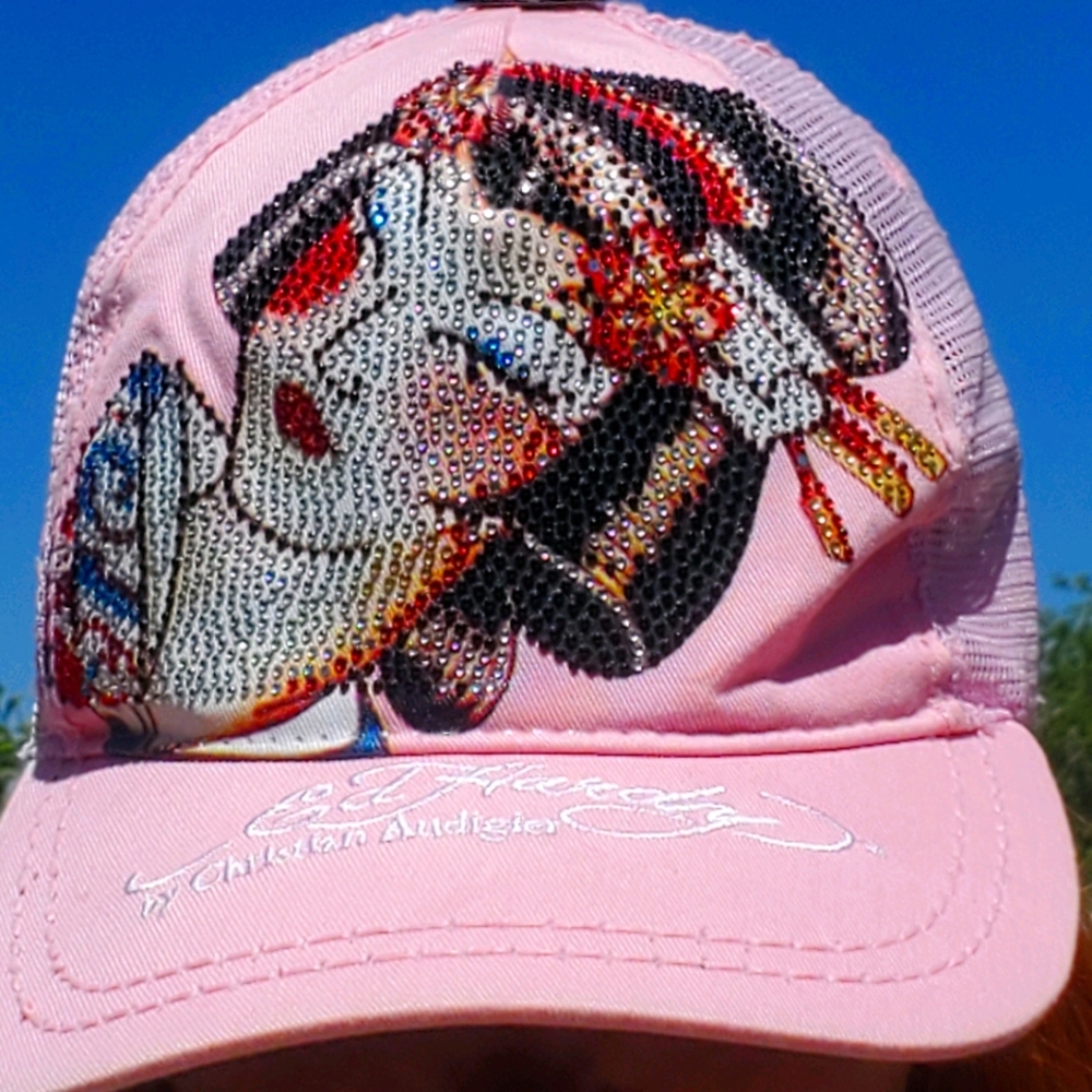 Ed Hardy Bedazzled Pink Geisha Trucker Hat